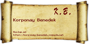Korponay Benedek névjegykártya